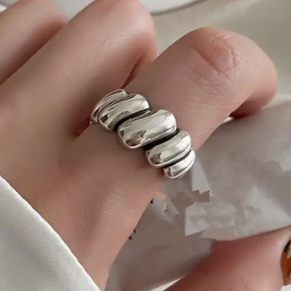 TWO RING SET Adjustable Silver Tone Faux Blue Zircon and Wrap Rings (#1367) - Picture 16 of 16